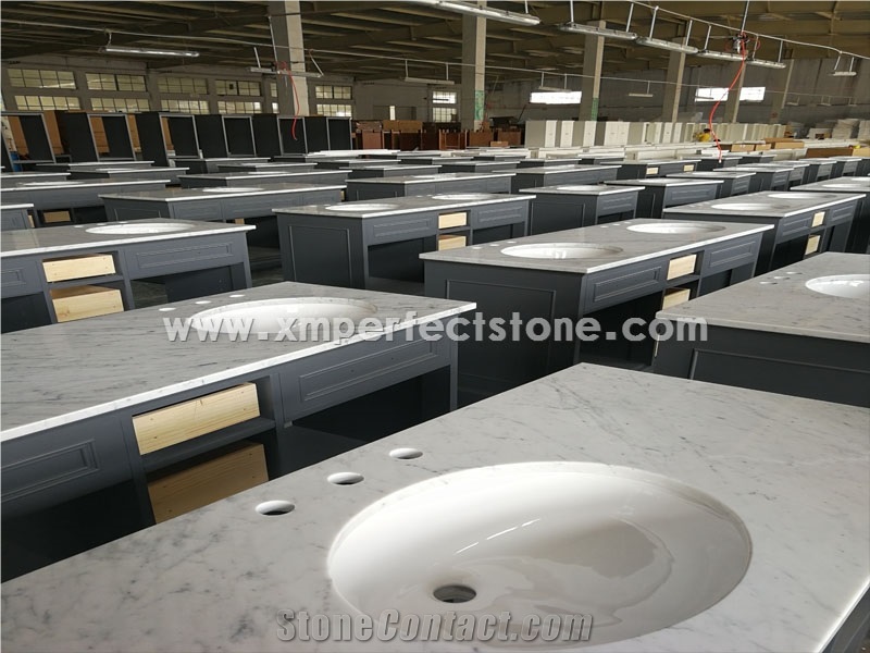 Bianco Carrara Ready Installation Vanity Top with Ceramic Bowl
