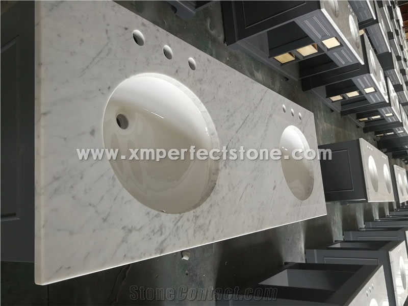 Bianco Carrara Ready Installation Vanity Top with Ceramic Bowl