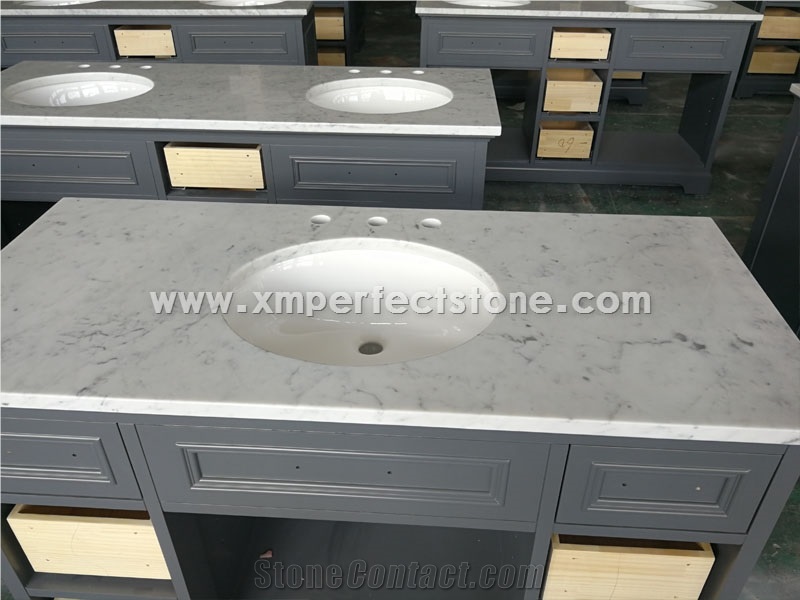 Double Sink Bathroom Vanity Top 61 X22 Bianco Carrara Marble