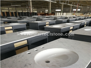Double Sink Bathroom Vanity Top 61 X22 Bianco Carrara Marble