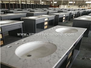 Double Sink Bathroom Vanity Top 61 X22 Bianco Carrara Marble