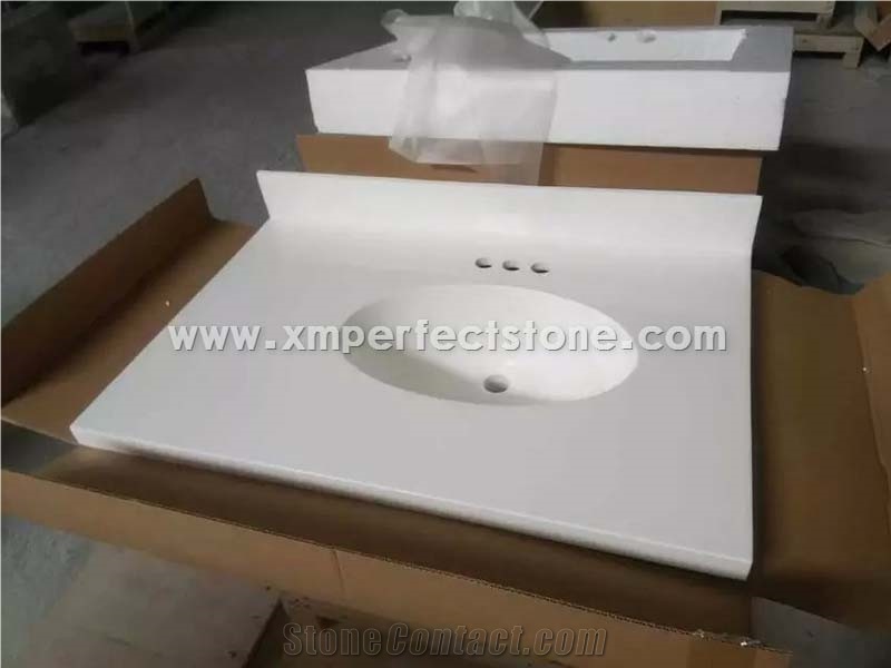 Double Sink Cultured Marble 61x22 ,Vanity Tops with Integral Backsplash
