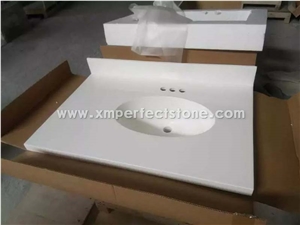 Double Sink Cultured Marble 61x22 ,Vanity Tops with Integral Backsplash