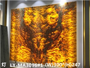 Backlit Orange Onyx Agate Tile,Natural Gemstone Slab for Feature Wall