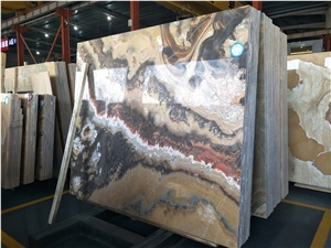 Red Dragon Onyx Slabs Tiles/China Multicolor Onyx/Onyx Wall Covering