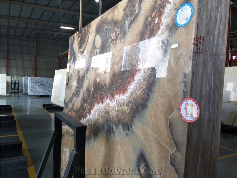 Red Dragon Onyx Slabs Tiles/China Multicolor Onyx/Onyx Wall Covering