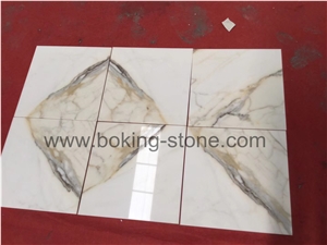 Statuario White Marble Water Jet Medallions, Marble Tiles Dry Lay