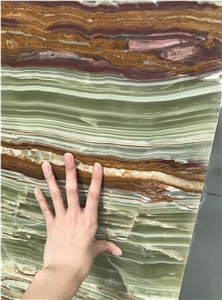 Wood Grain Onyx, Bamboo Onyx Wall Tiles, Pakistan Multicolor Onyx
