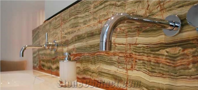 Wood Grain Onyx, Bamboo Onyx Wall Tiles, Pakistan Multicolor Onyx