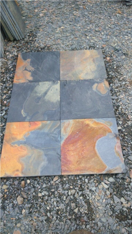 Vijay Gold Slate Tiles & Slabs, Multicolor Slate Floor Covering Tiles, Walling Tiles