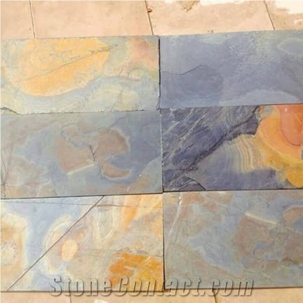 Vijay Gold Slate Tiles & Slabs, Multicolor Slate Floor Covering Tiles, Walling Tiles
