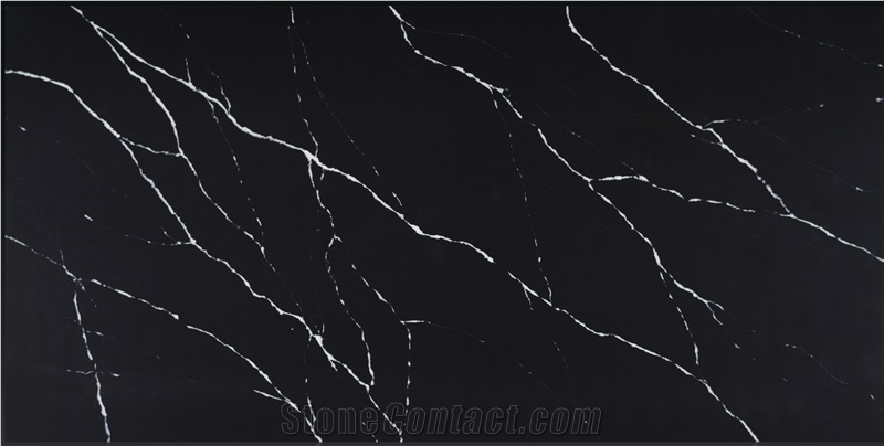 Stylish Performance Of Marquina Collection Of Engineed Quartz Stone