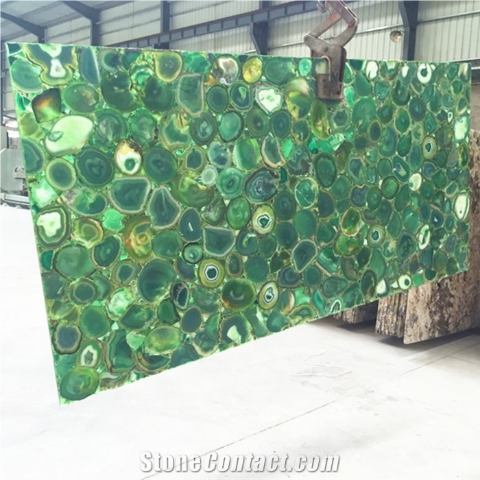 Backlit Natural Stone Material Green Gemstone Semiprecious Slabs