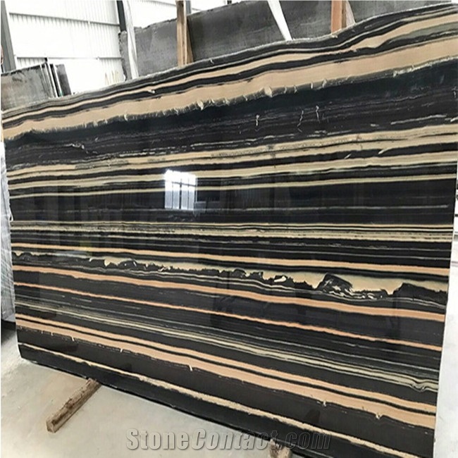 Black Golden Phoenix Marble Black Quartz with Golden Veins Black Wood