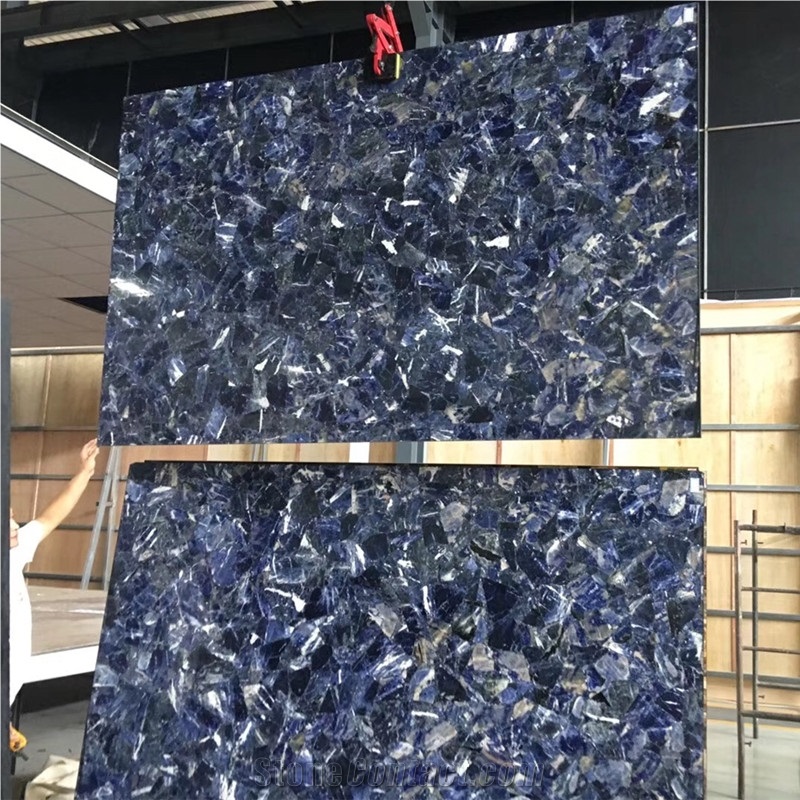 Luxury Blue Agate Stone Lapis Lazuli Gemstone Semiprecious Tile Slab