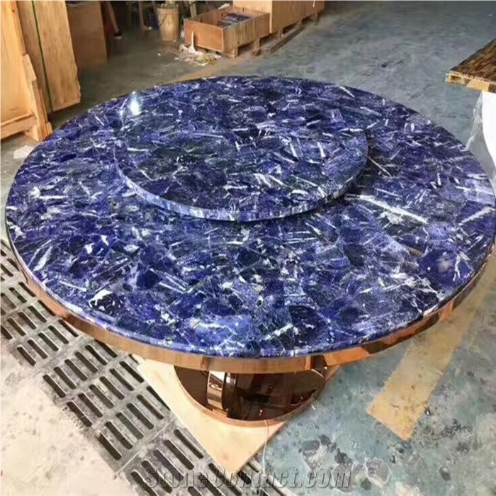 Luxury Blue Agate Stone Lapis Lazuli Gemstone Semiprecious Tile Slab