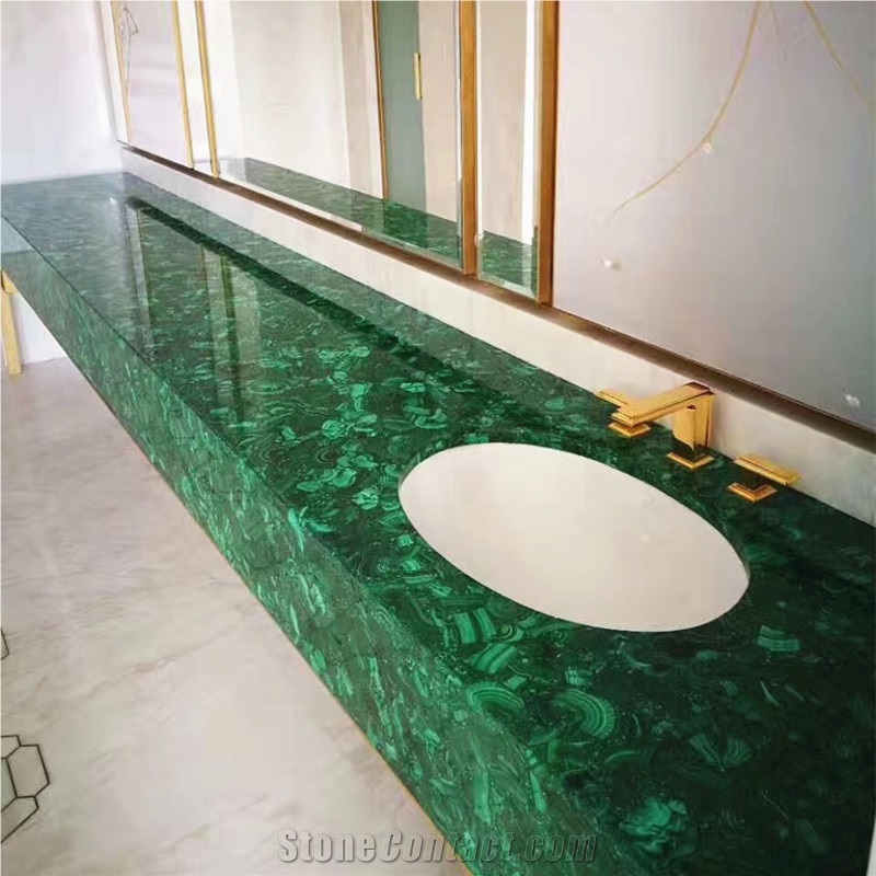 Natural Polish Surface Green Gemstone Malachite Semiprecious Slab Tile