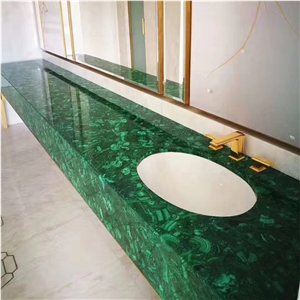 Natural Polish Surface Green Gemstone Malachite Semiprecious Slab Tile