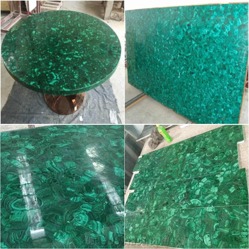 Natural Polish Surface Green Gemstone Malachite Semiprecious Slab Tile