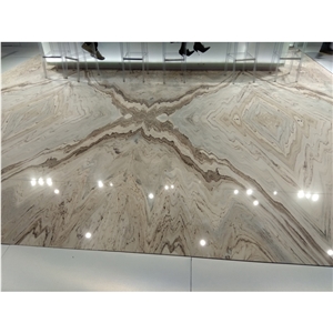 Blue Luxury Hotel Reception Desk Decoration Slab Bookmatched Marble