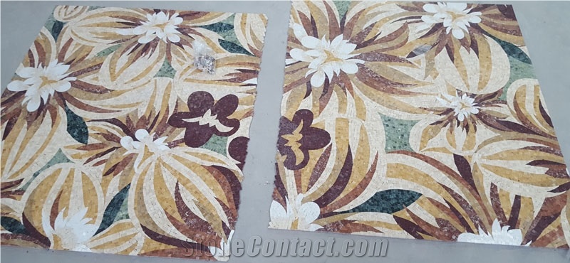 Decorative Tile Pictures Marble Floor Design Sunflower Mosaic Pattern