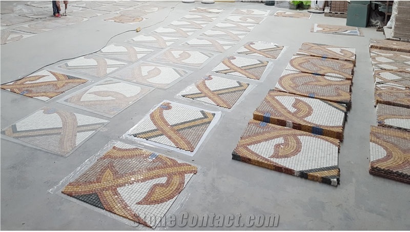 Decorative Tile Pictures Marble Floor Design Sunflower Mosaic Pattern