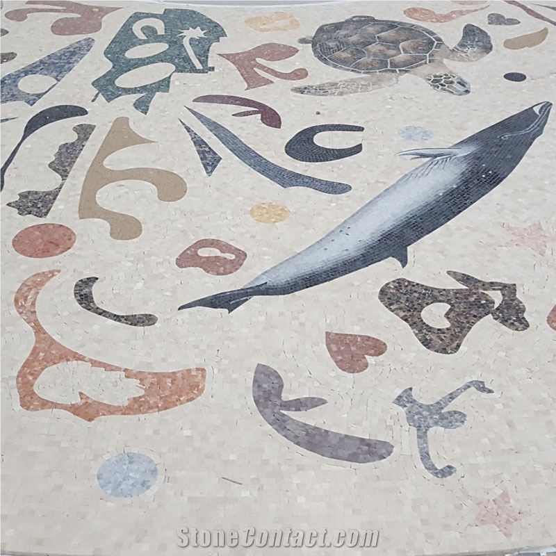 Decorative Tile Pictures Marble Floor Design Sunflower Mosaic Pattern