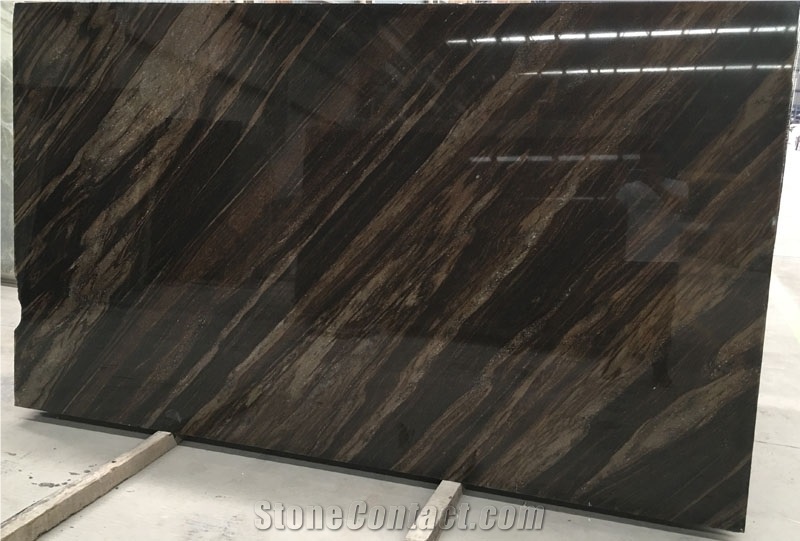 Polished Standard Size Dark Brown Granite Slab