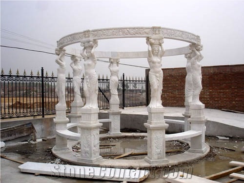 Gold Marble Pavilions Garden Gazebo Sculptured Gazebo