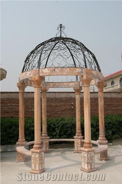 Gold Marble Pavilions Garden Gazebo Sculptured Gazebo