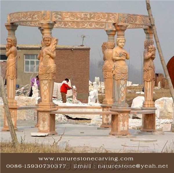 Gold Marble Pavilions Garden Gazebo Sculptured Gazebo