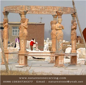 Gold Marble Pavilions Garden Gazebo Sculptured Gazebo