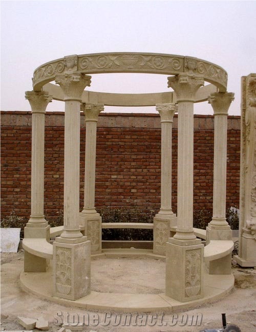 Gold Marble Pavilions Garden Gazebo Sculptured Gazebo