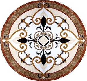 Crema Marfil Beige Marble Waterjet Pattern Modern Style Medallion