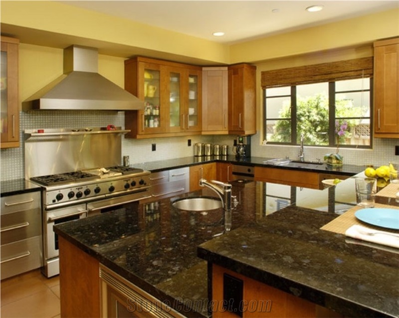 Brazilian Crystal Yellow Granite Kitchen Countertop