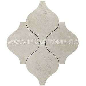Crema Marfil Marble Mosaic Tile Abaresque Lantern Baroque Pattern