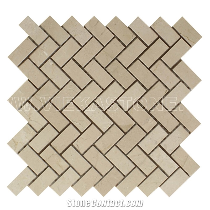 Crema Marfil Marble Mosaic Tile Herringbone for Wall and Floor Decor