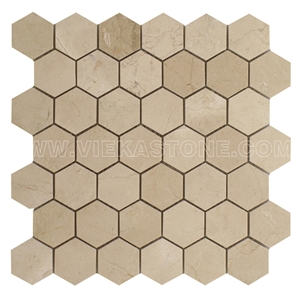 Crema Marfil Marble Mosaic Tile Hexagon 2 Wall and Floor Covering