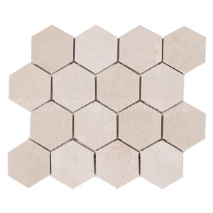 Crema Marfil Marble Mosaic Tile Hexagon 3 Wall and Floor Covering