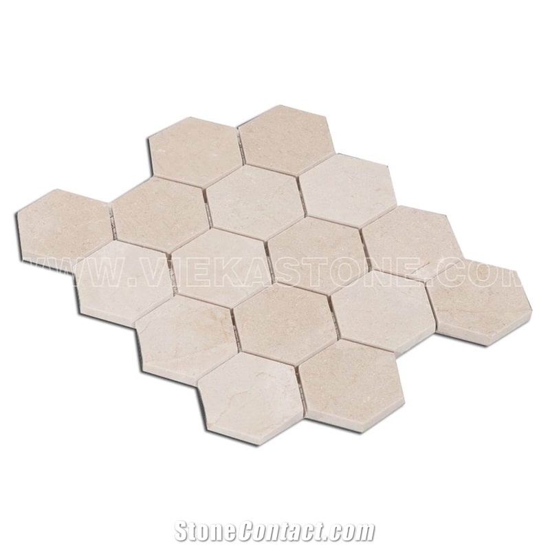 Crema Marfil Marble Mosaic Tile Hexagon 3 Wall and Floor Covering