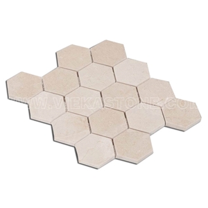Crema Marfil Marble Mosaic Tile Hexagon 3 Wall and Floor Covering