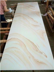 Nano Crystallized Stone, Artificial Marble Orange Color Veins Big Slab