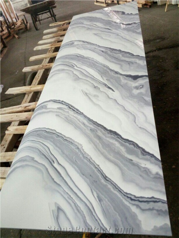 Nano Crystallized Stone, Black & Grey Cloud Artificial Marble Big Slab