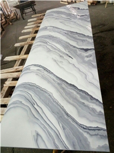 Nano Crystallized Stone, Black & Grey Cloud Artificial Marble Big Slab