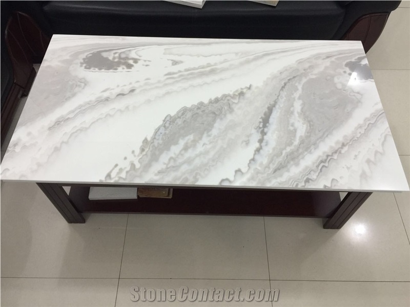 Nano Crystallized Stone, Light Brown Cloud Artificial Marble Big Slabs
