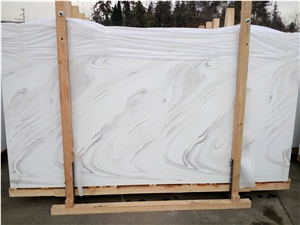 Nano Crystallized Stone, Light Brown Veins Artificial Marble Big Slabs