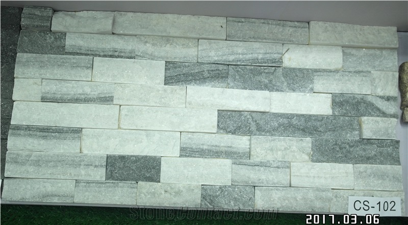 Natural Cultured Stone, Type No.Cs-102 White & Black Mixed Slate Panel
