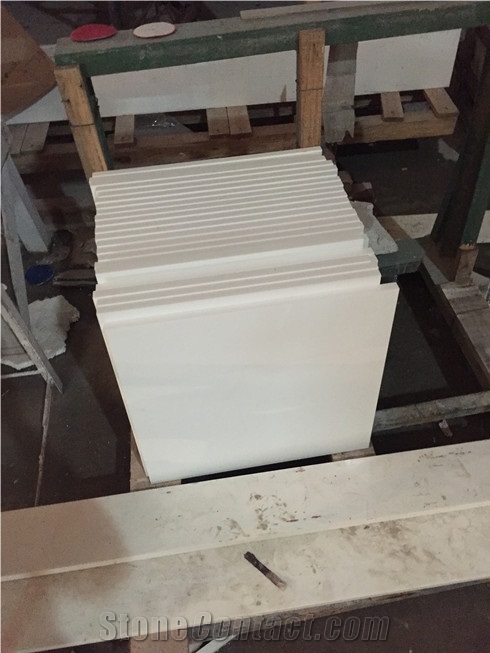 Pure White Artificial Nano Crystallized Stone Cut-To-Size Floor Tiles