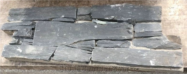 Random Black Slate with Cement Backed Cultured Stone Panels, Yfws018