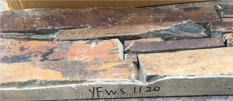 Random Rusty Slate with Cement Backed Cultured Stone Panels, Yfws1